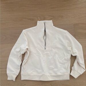 Everlane Off-White Quarter-Zip Pullover